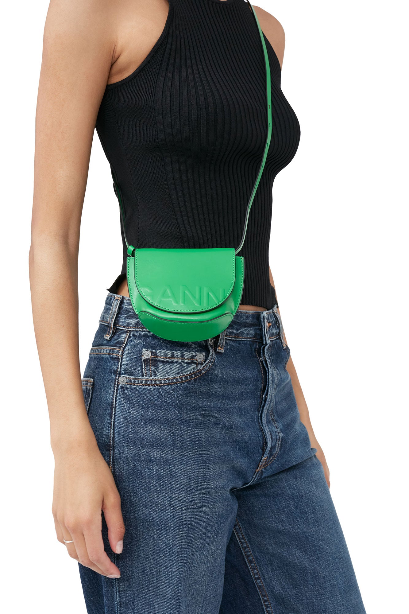 Sacoche nano à logo en cuir - Kelly Green