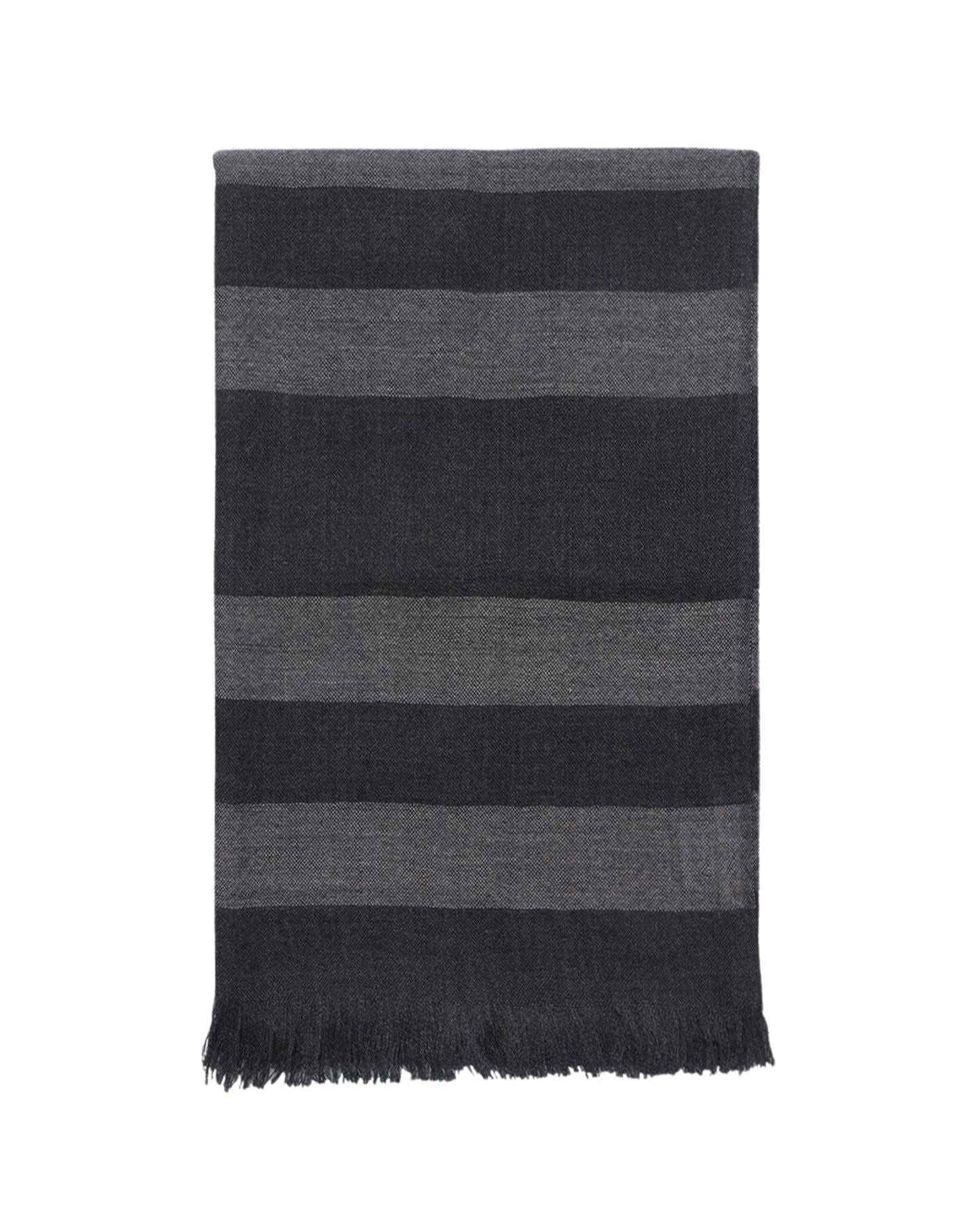 Two-tone cashmere stole - Anthracite & Flannel