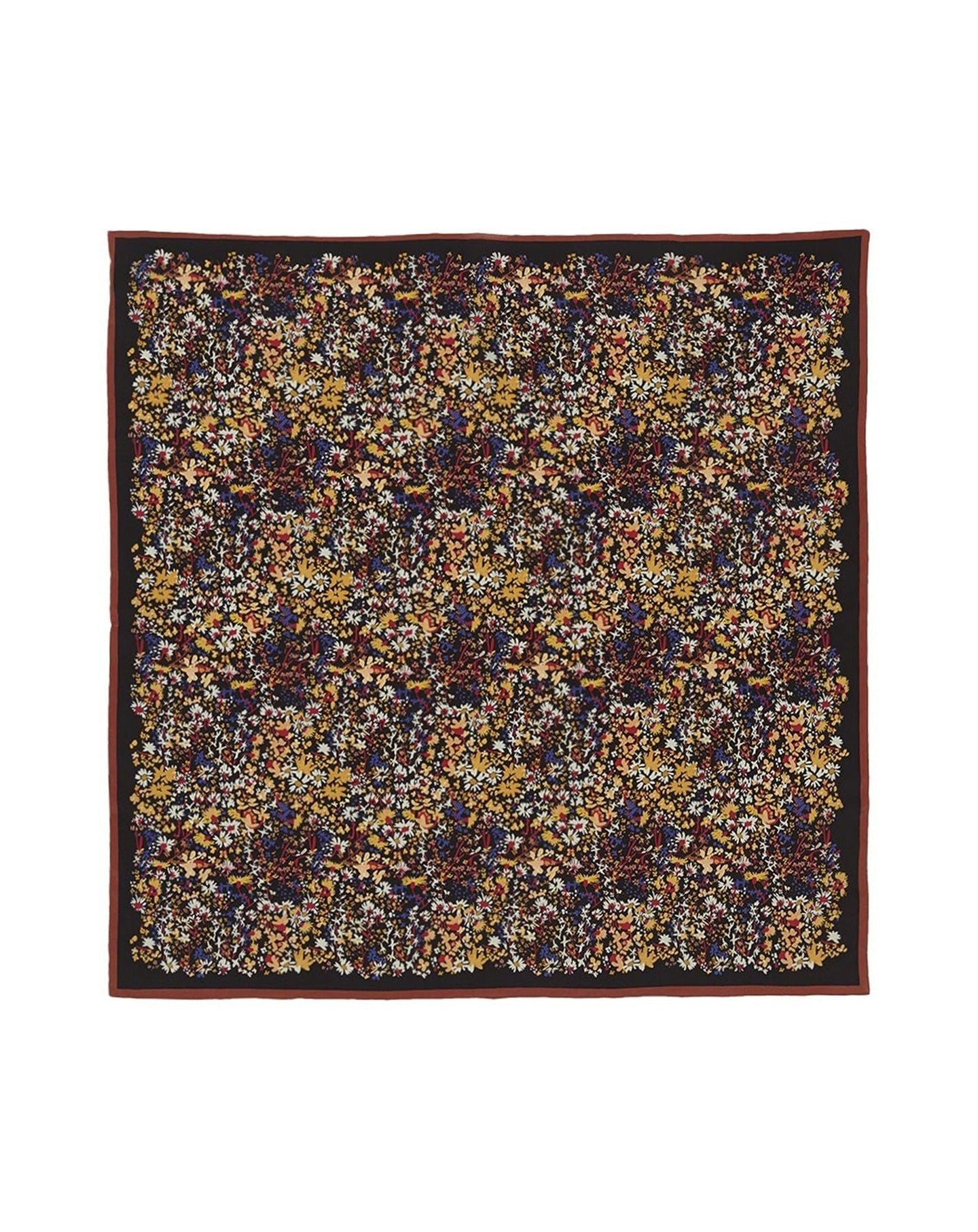 Carré de soie mini fleurs all-over - Ebène