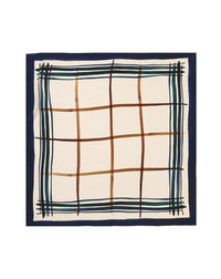 Tartan watercolour silk square - Sepia