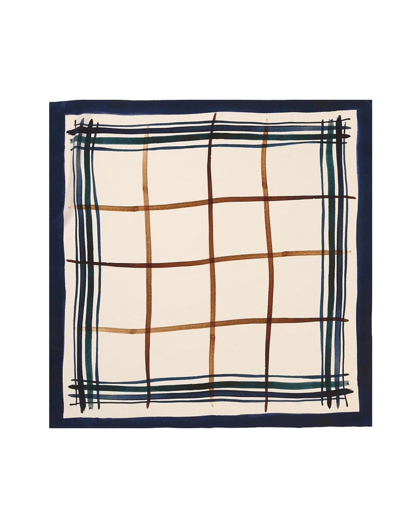 Tartan watercolour silk square - Sepia