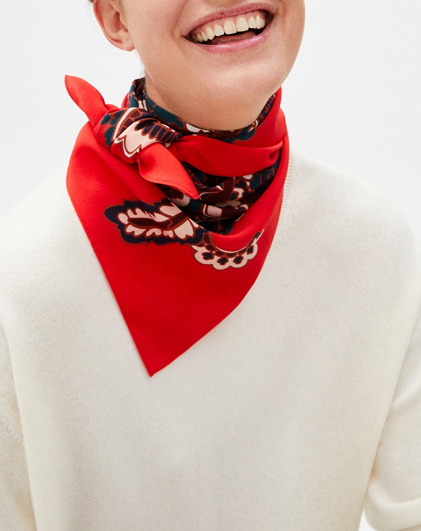 Paisley silk square - Rubis