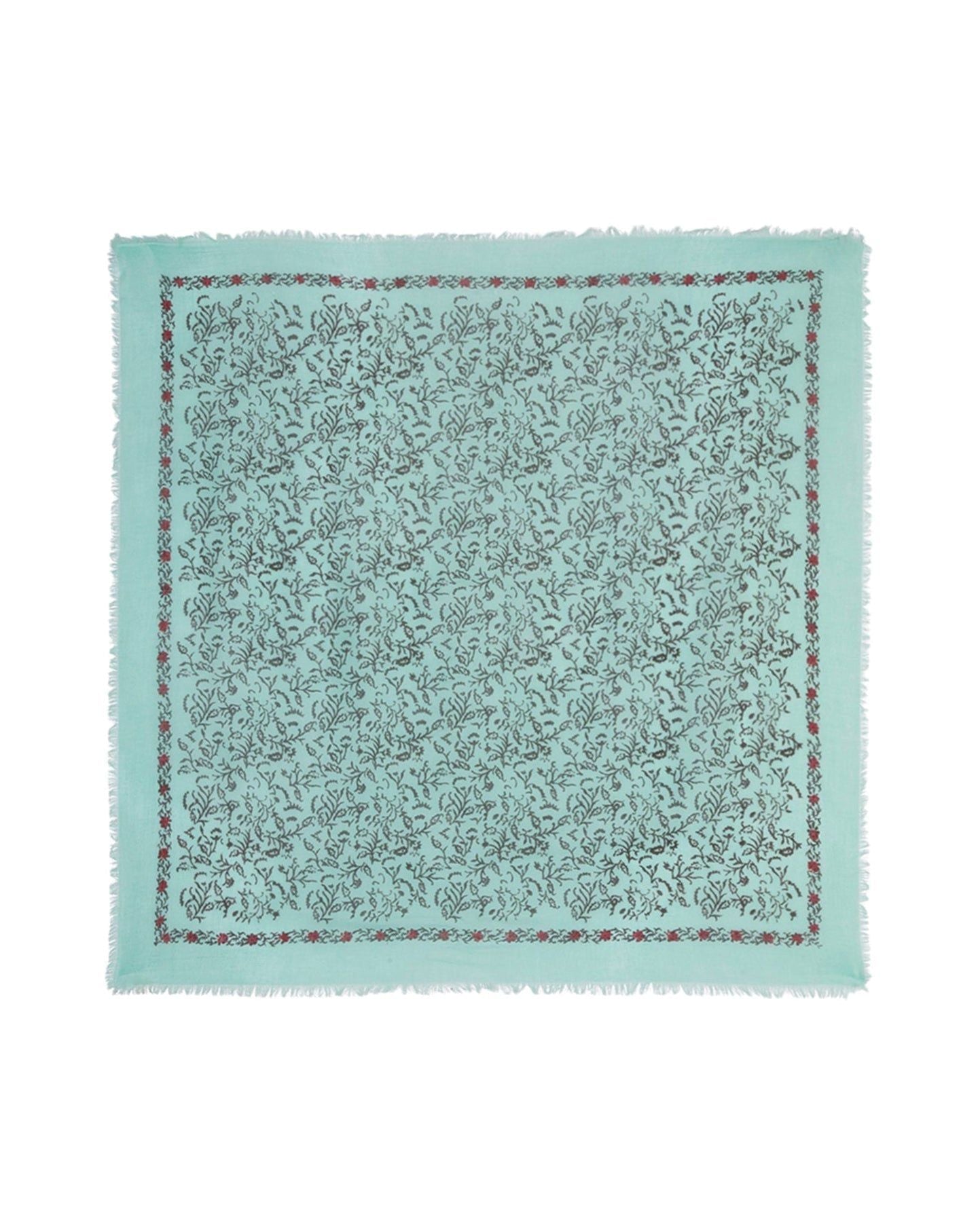 Kerala square in silk and wool - Bora Bora & Noir