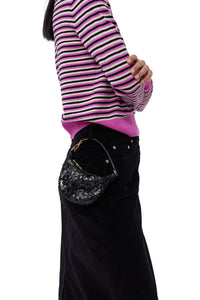 Pochette Butterfly Mini Flat Sequin - Black