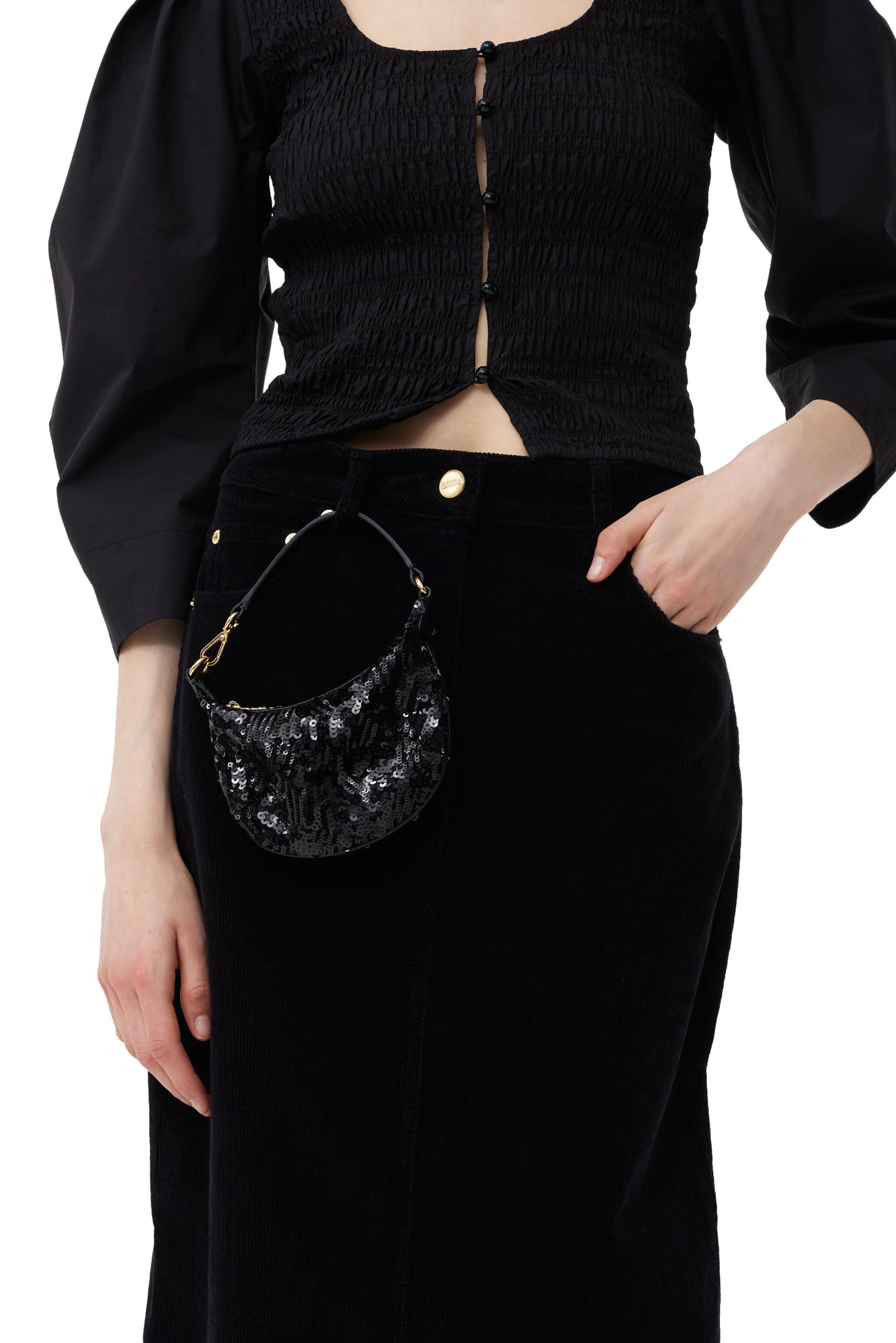 Pochette Butterfly Mini Flat Sequin - Black