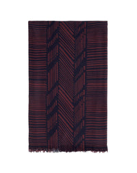 Geometric herringbone cashmere stole - Navy & Chestnut