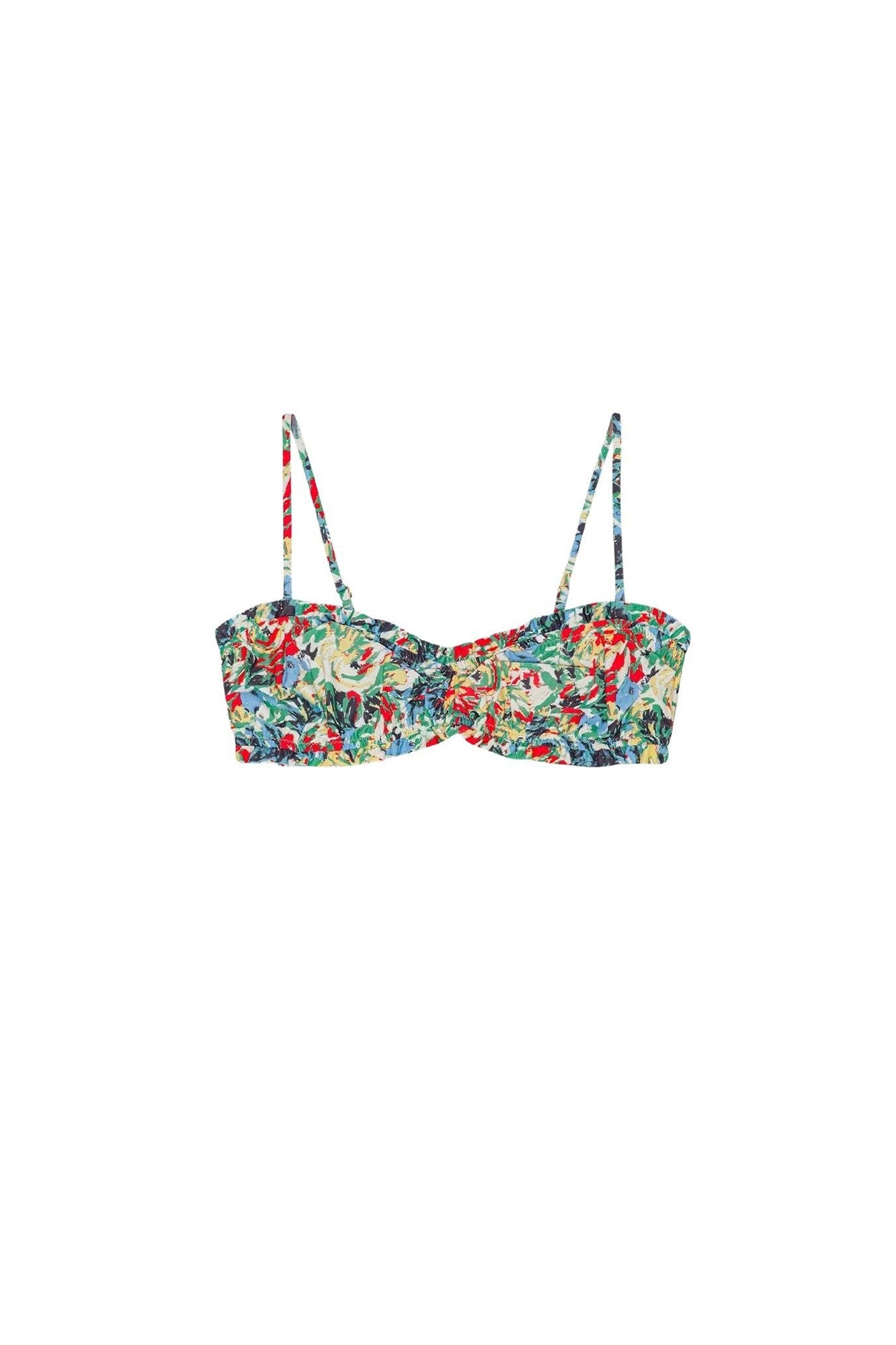 Haut de bikini bandeau à volants et imprimé - Multicolour
