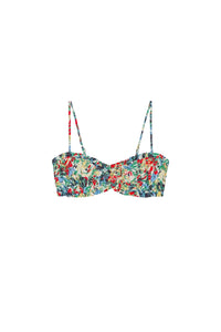 Haut de bikini bandeau à volants et imprimé - Multicolour