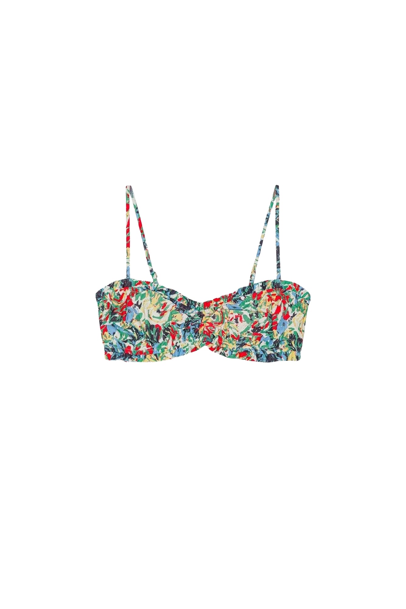 Haut de bikini bandeau à volants et imprimé - Multicolour