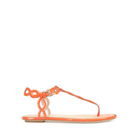 Sandales plates Suede Mermaid en cuir verni - Mandarine
