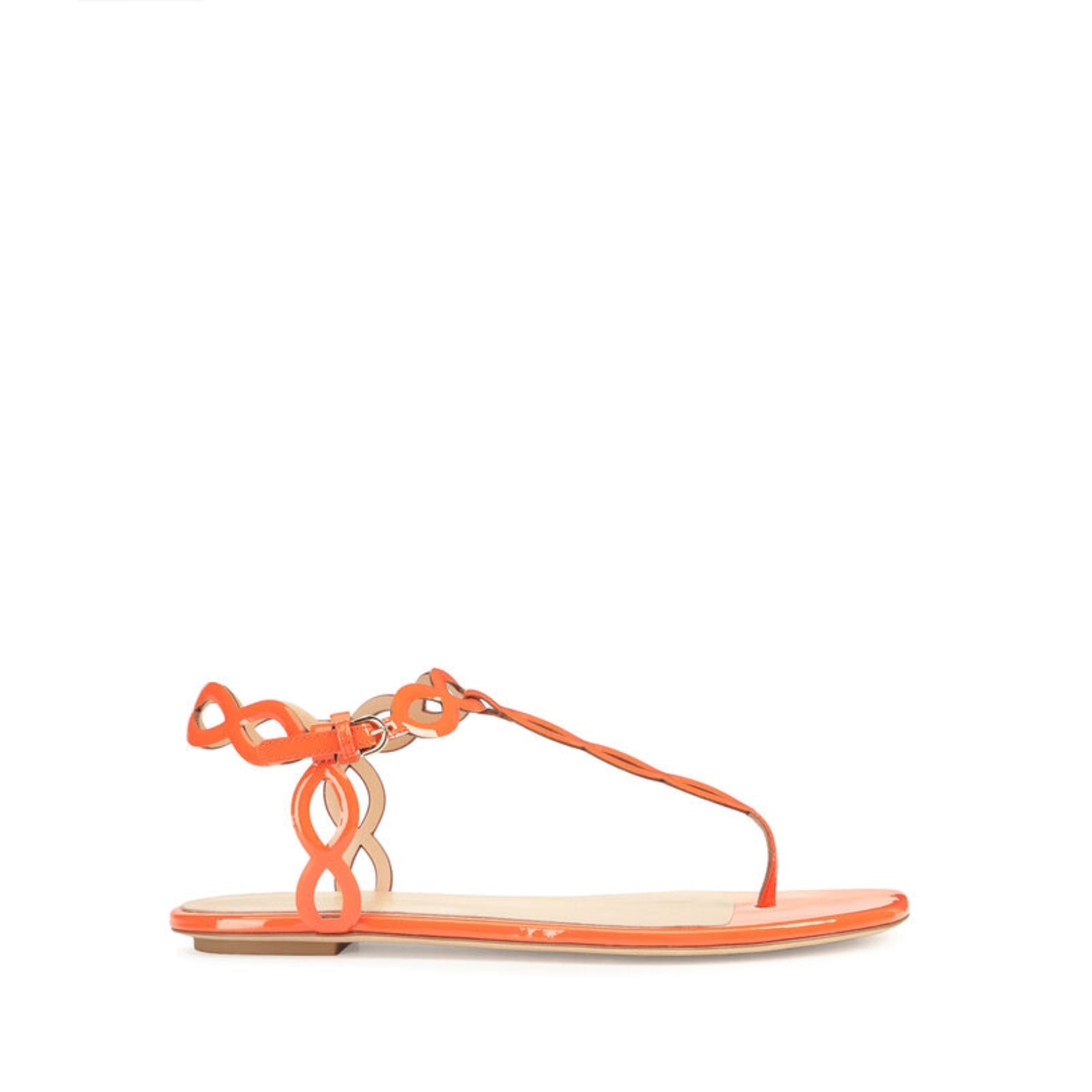 Sandales plates Suede Mermaid en cuir verni - Mandarine