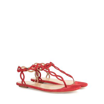 Suede Mermaid flat sandals - Rosso Flamenco