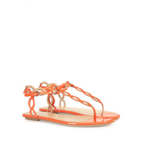 Sandales plates Suede Mermaid en cuir verni - Mandarine