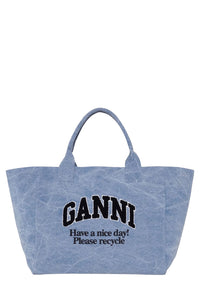 Large tote bag with logo - Light Blue Vintage