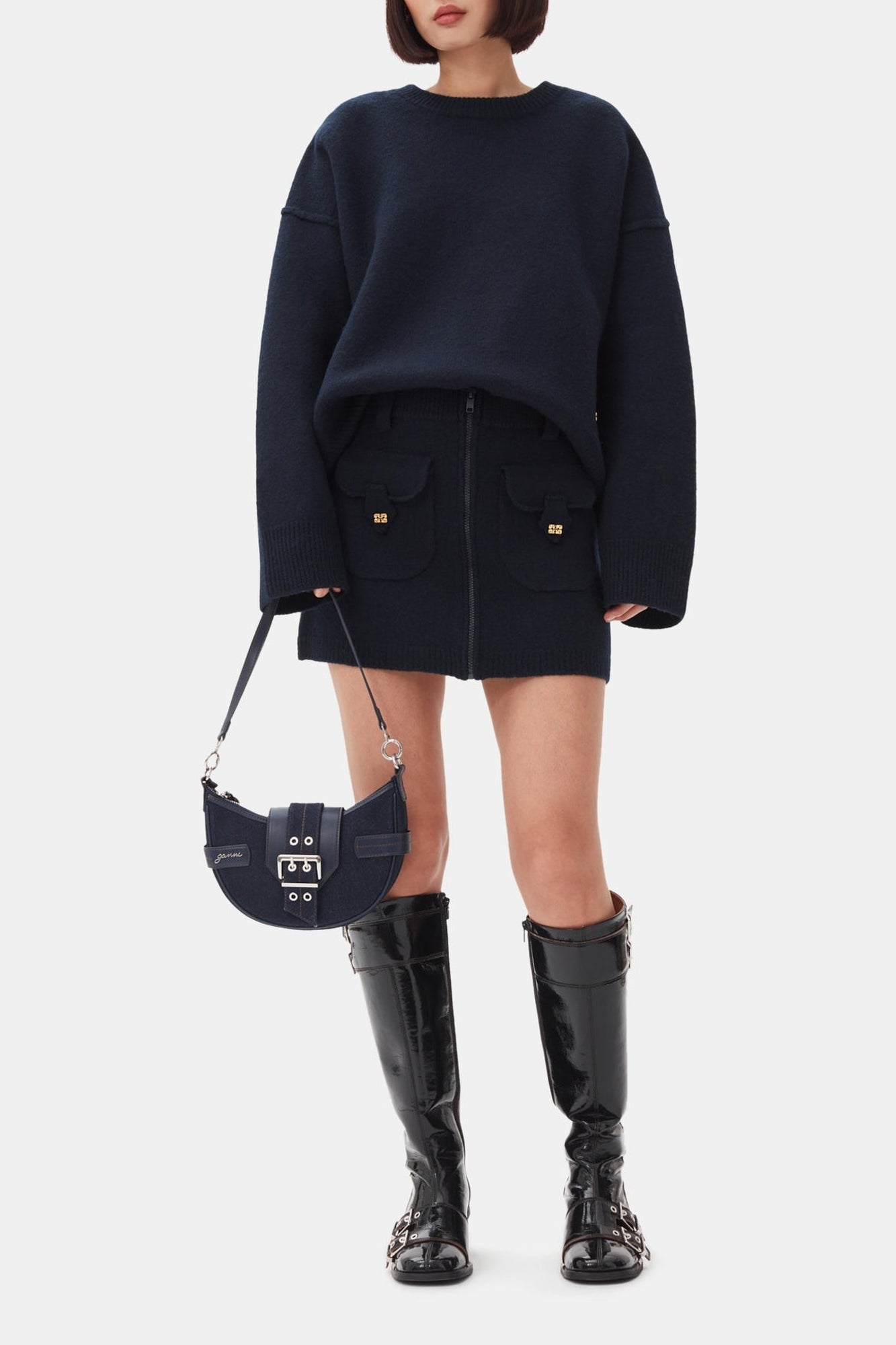 Petit sac à bandoulière Bucky en denim - Dark Navy