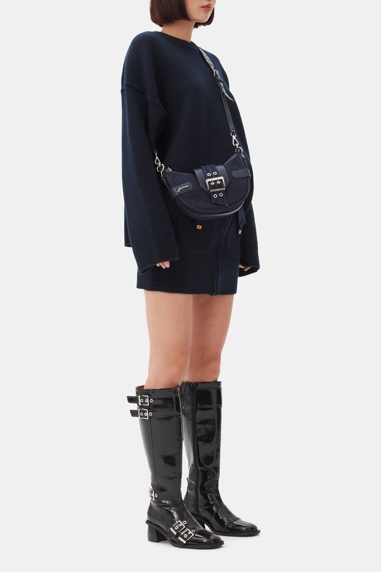 Petit sac à bandoulière Bucky en denim - Dark Navy