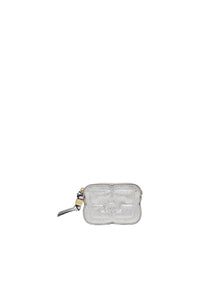 Portefeuille zippé Bou irrisé en cuir - Silver
