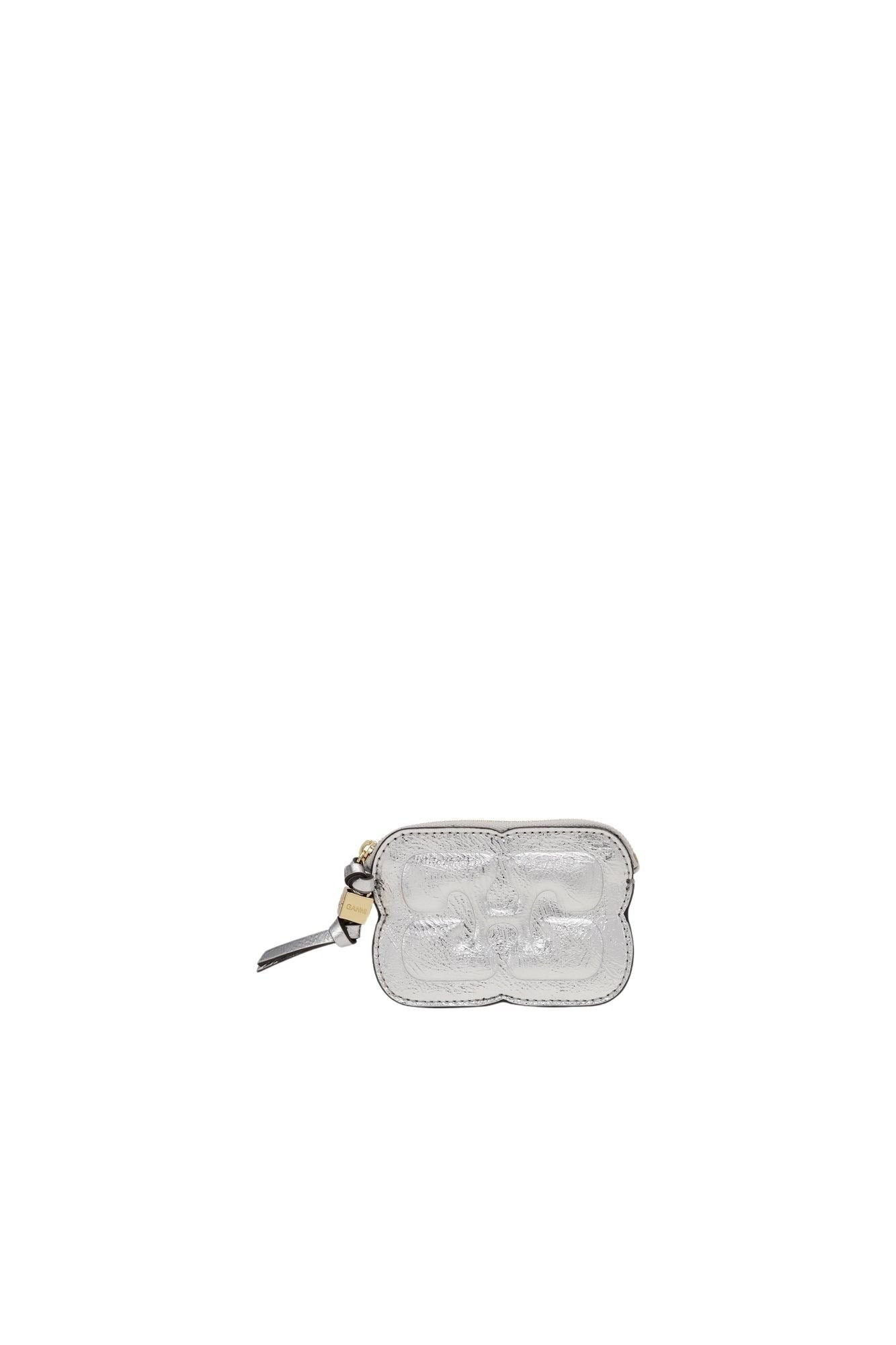 Portefeuille zippé Bou irrisé en cuir - Silver