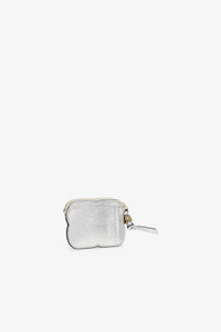 Portefeuille zippé Bou irrisé en cuir - Silver