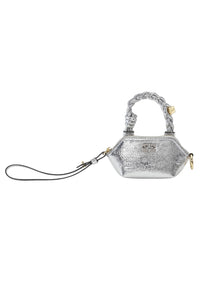 Iridescent leather nano Bou bag - Silver