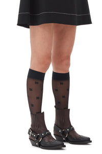 Sequined lace socks - Black