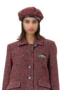 Béret tissé à carreaux en laine - Racing Red