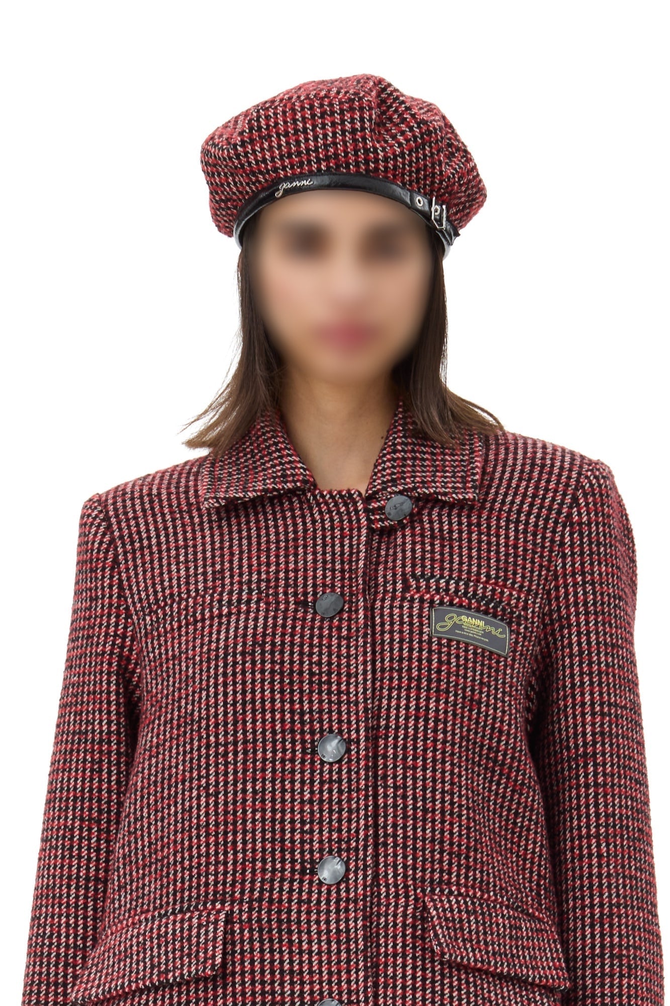 Béret tissé à carreaux en laine - Racing Red