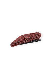 Béret tissé à carreaux en laine - Racing Red