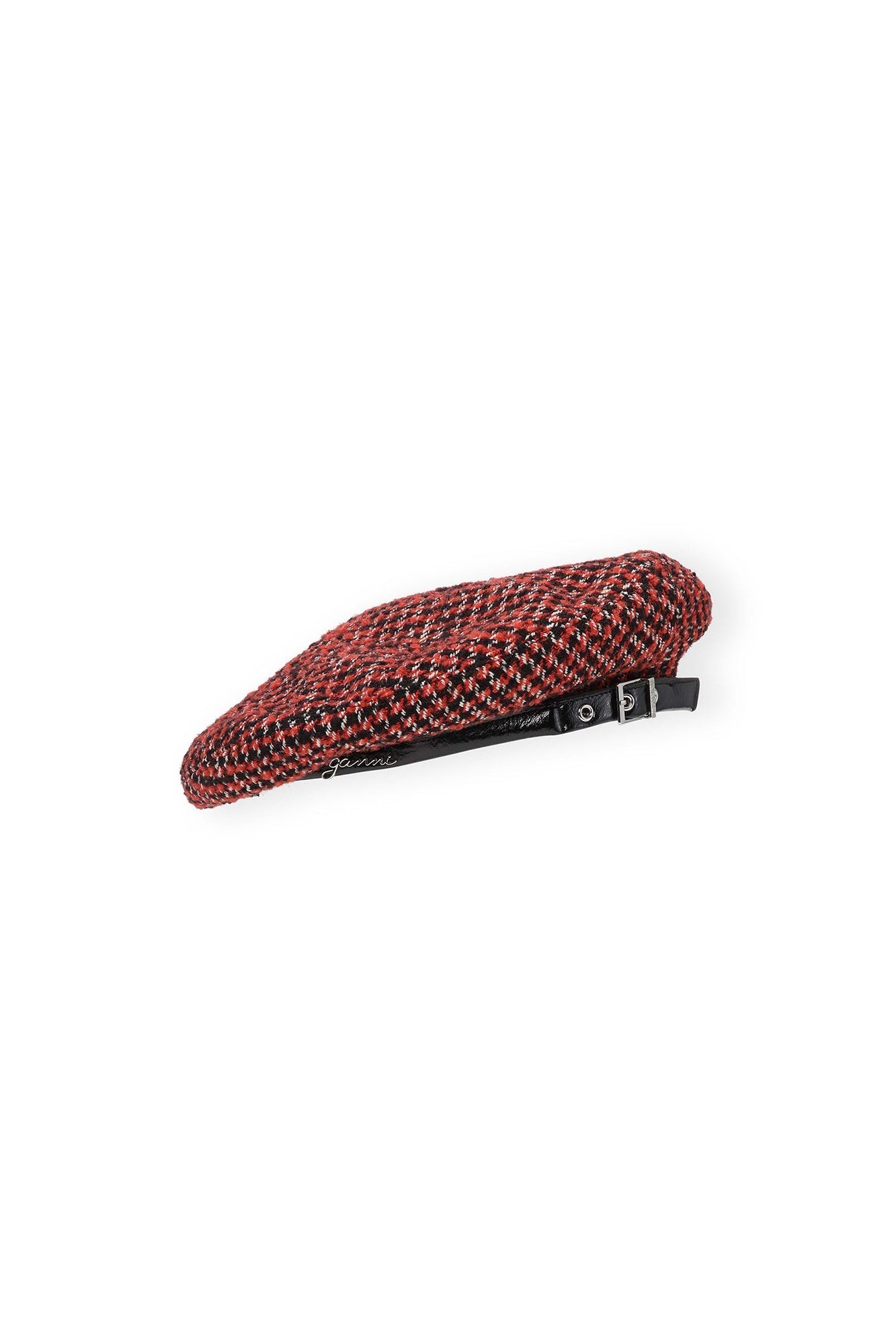 Béret tissé à carreaux en laine - Racing Red