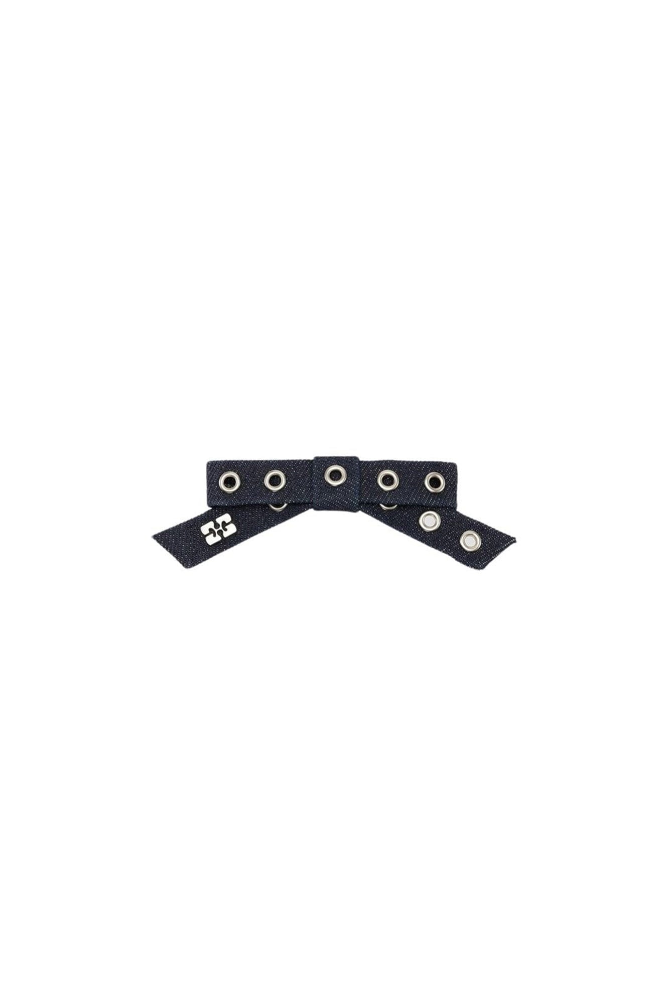 Barrette nœud avec œillets en denim - Dark Navy