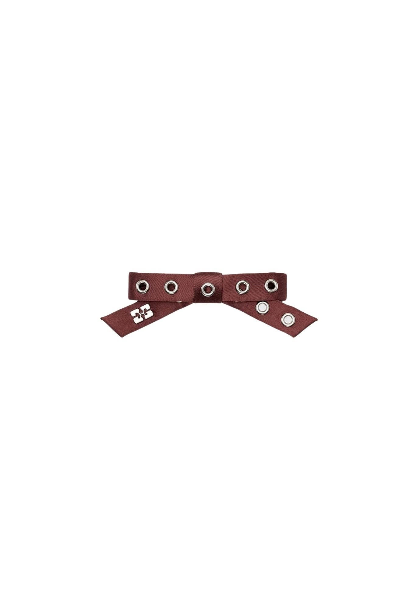 Barrette à nœud ajourée en satin - Dark Burgundy