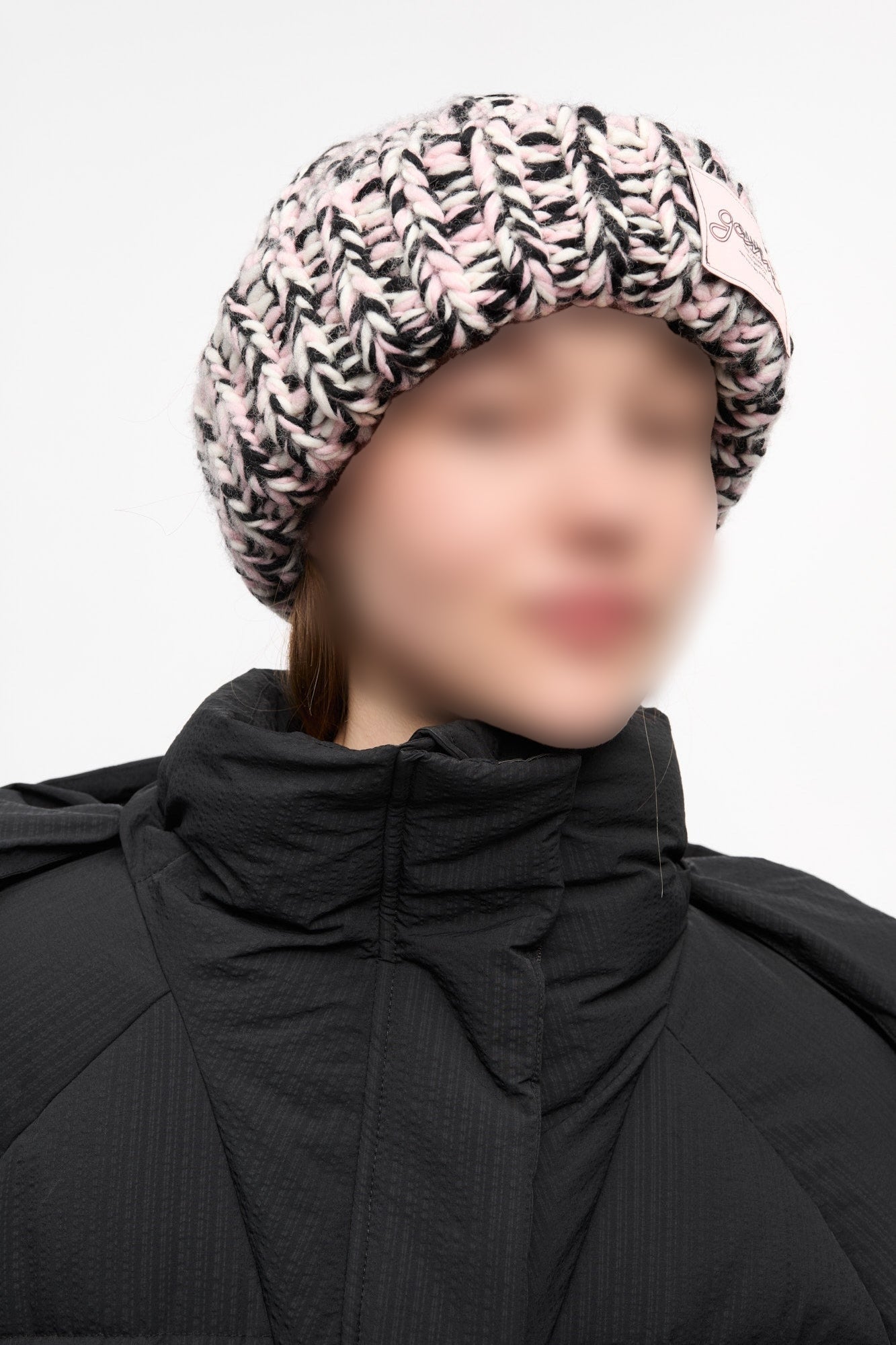 Bonnet graphique en laine - Chalk Pink