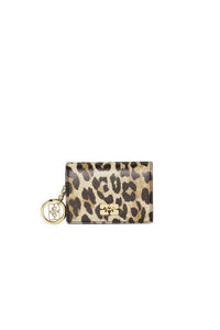 Porte-cartes Bou à rabat imprimé en cuir - Leopard