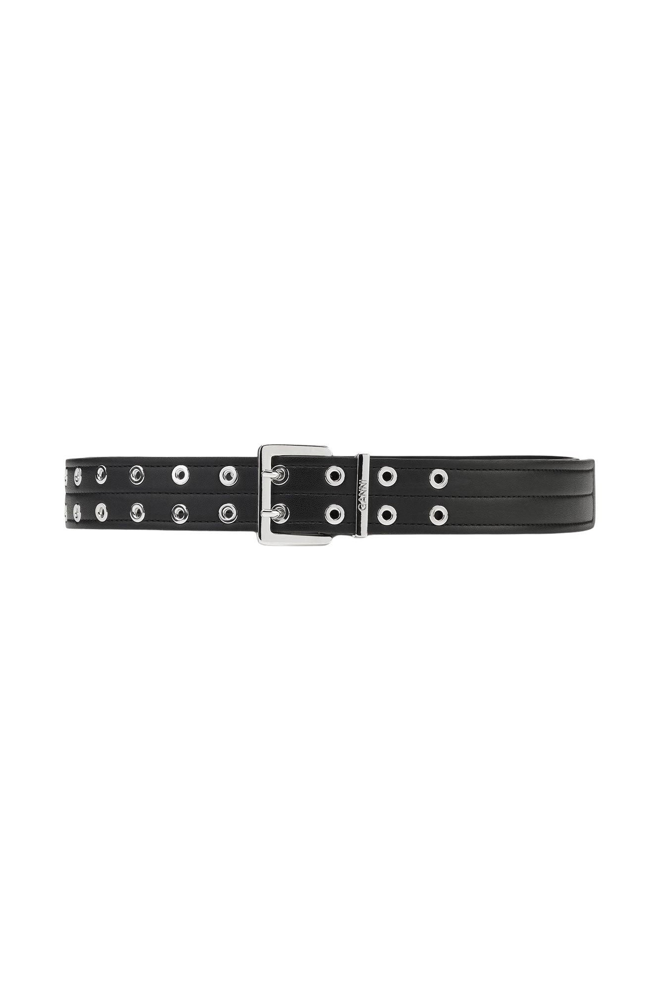 Ceinture à œillets en cuir - Black