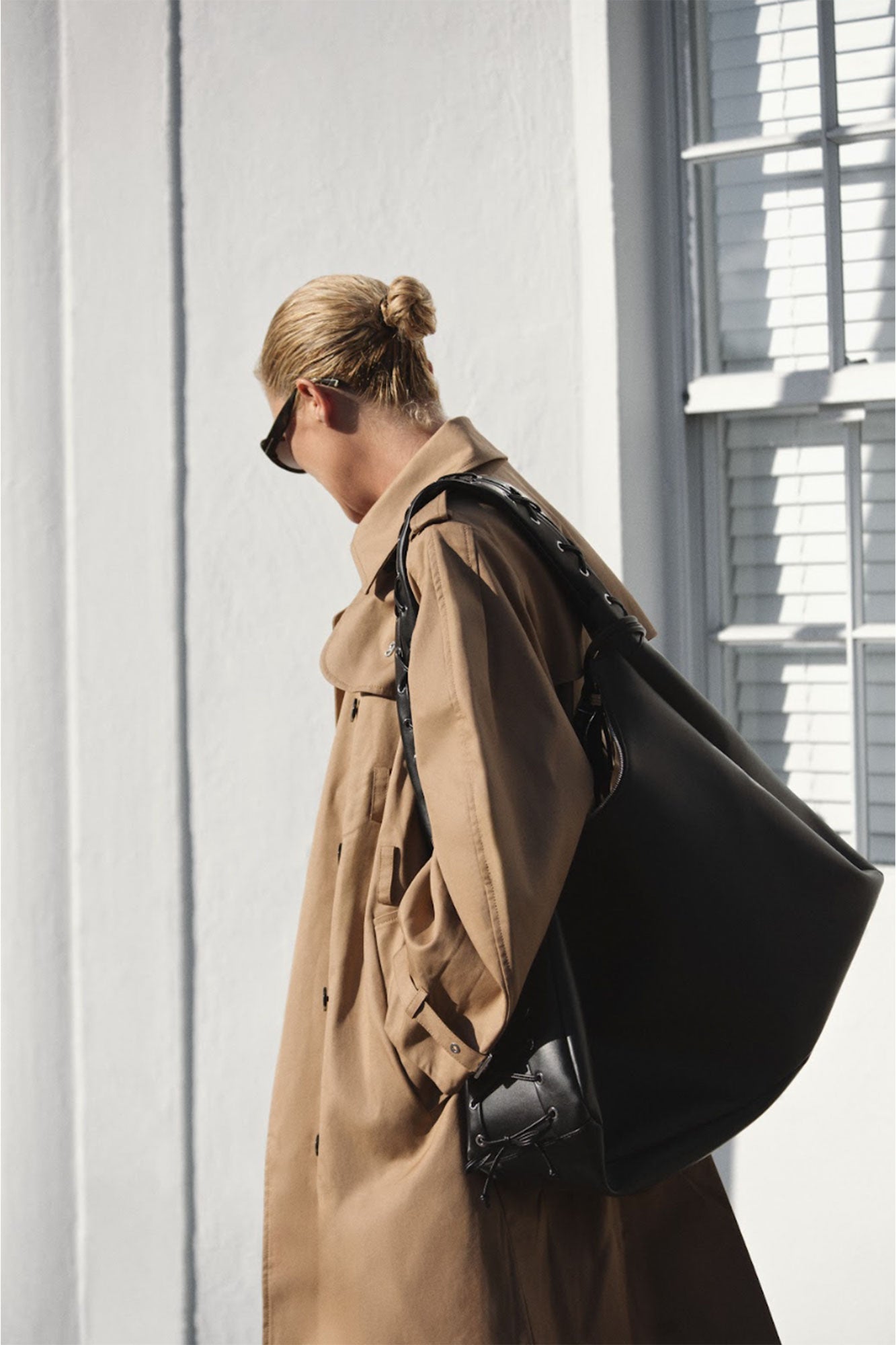 Sac Hobo XXL en cuir - Black