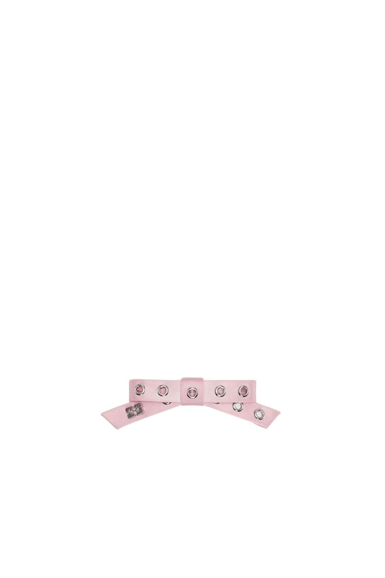 Bow and eyelet hair clip - Chalk Pink