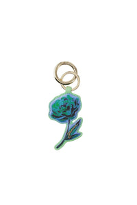 Porte-clés Fleur en cuir - Stone Green