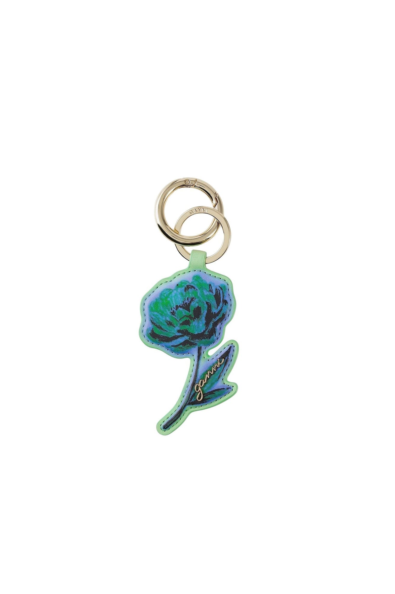Porte-clés Fleur en cuir - Stone Green