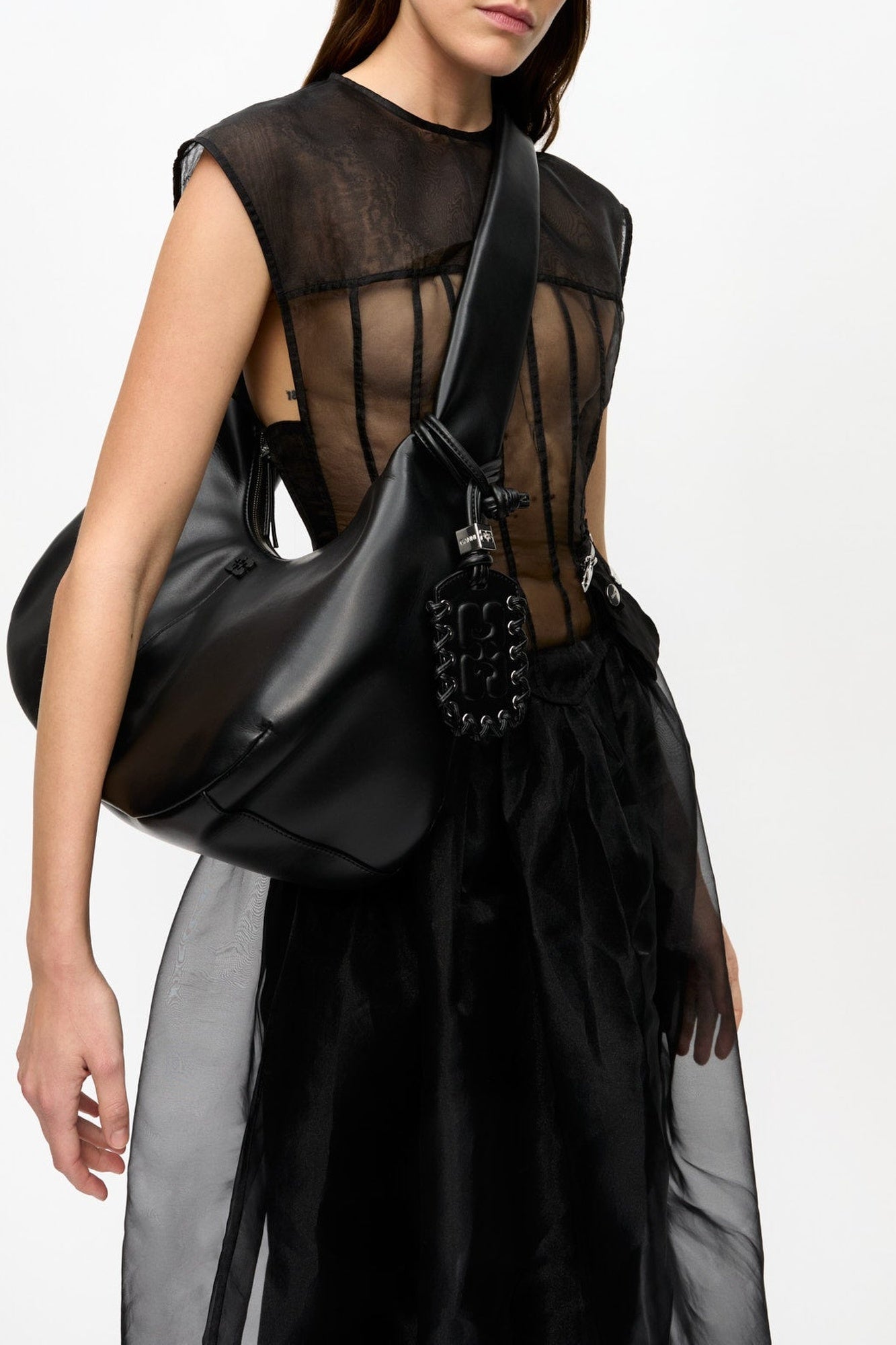 Sac Hobo en cuir - Black
