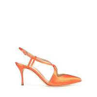 Slingback Bon Ton 90 en soie - Mandarine