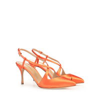 Slingback Bon Ton 90 en soie - Mandarine