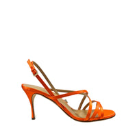 Sandales à talons Bon Ton 75 en soie - Mandarine