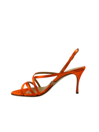 Sandales à talons Bon Ton 75 en soie - Mandarine