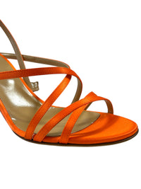 Sandales à talons Bon Ton 75 en soie - Mandarine