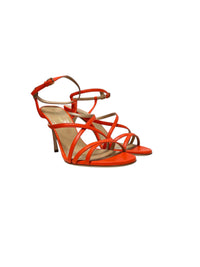 Sandales à talons Bon Ton 90 en cuir - Mandarine