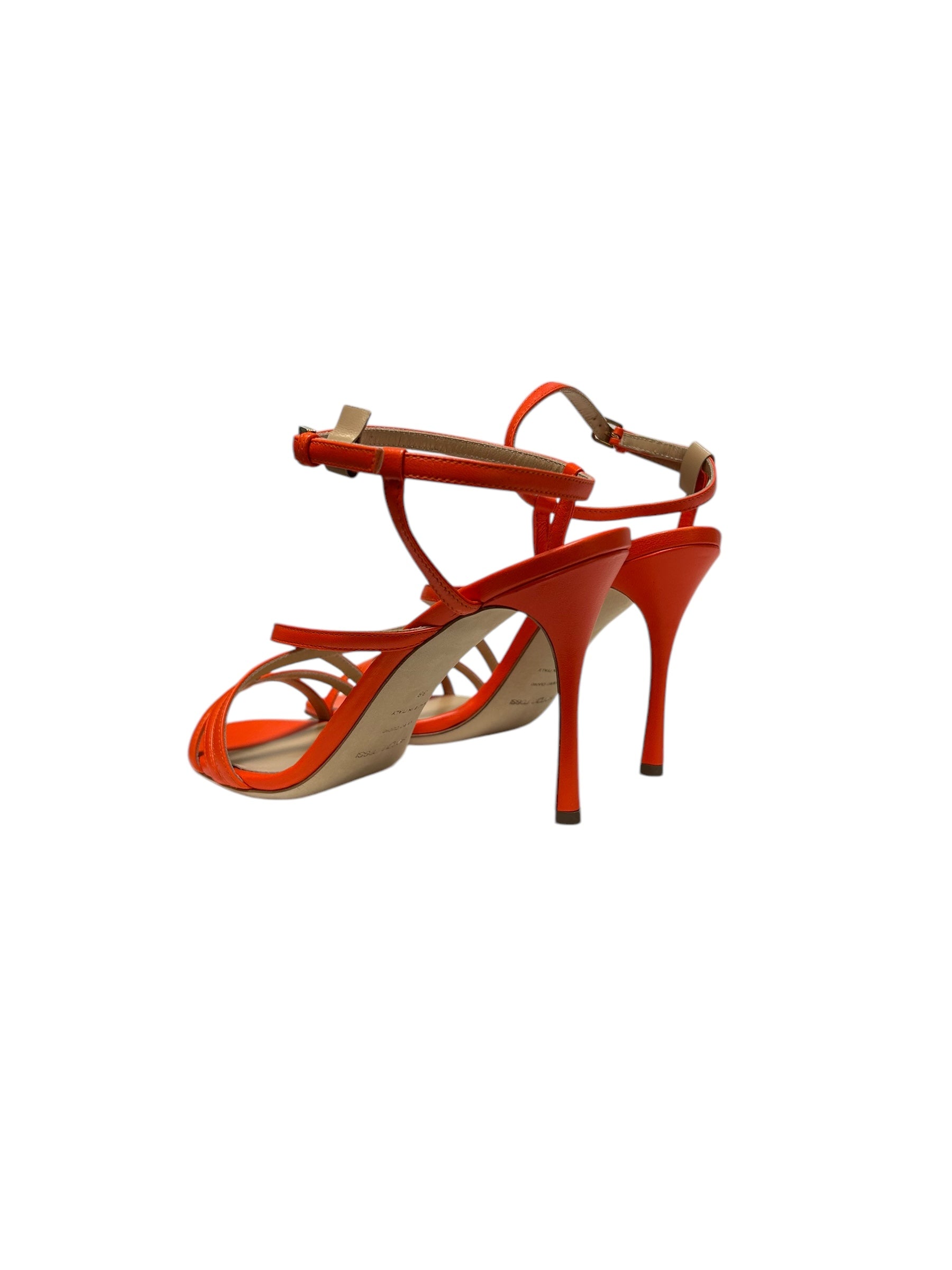 Sandales à talons Bon Ton 90 en cuir - Mandarine