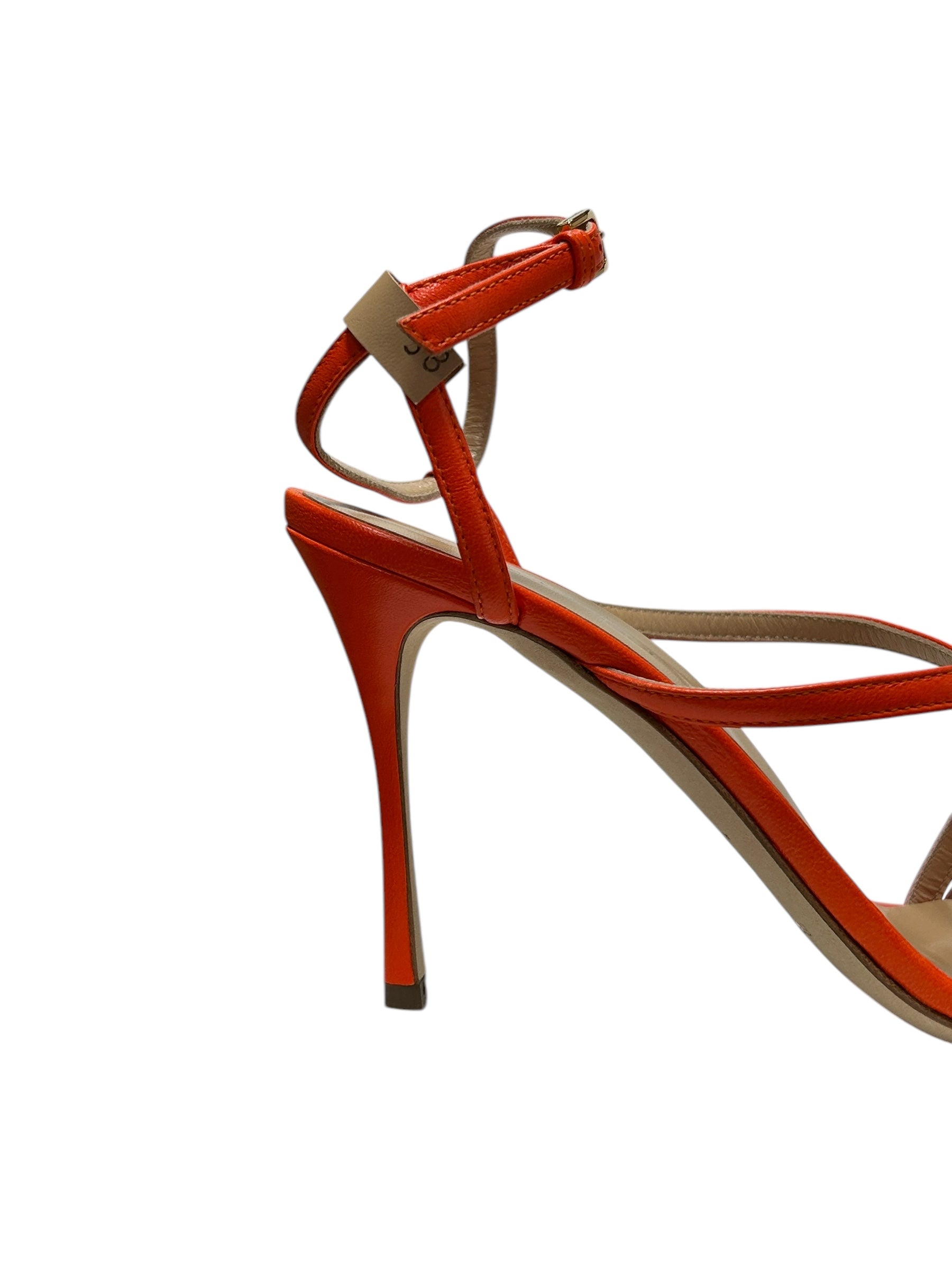 Sandales à talons Bon Ton 90 en cuir - Mandarine
