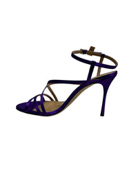 Sandales à talons satinées 90 et brides multiples en soie - Purple