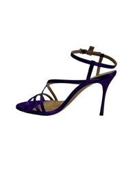 Sandales à talons satinées 90 et brides multiples en soie - Purple