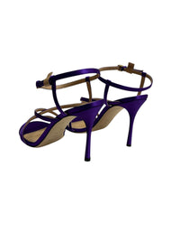 Sandales à talons satinées 90 et brides multiples en soie - Purple